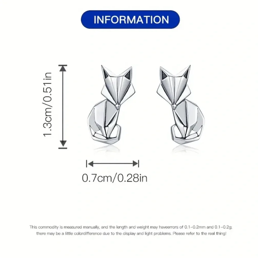 Sterling Silver Abstract Fox Stud Earrings